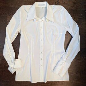 Walter Voulaz Crisp White Cotton Fitted Shirt Made in Italy- 44(US 12)